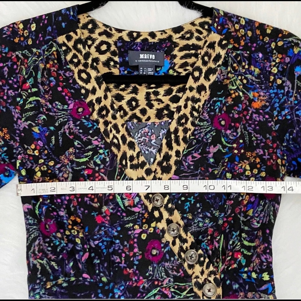 Anthropologie Leopard Floral Wrap Dress - Picture 9 of 12